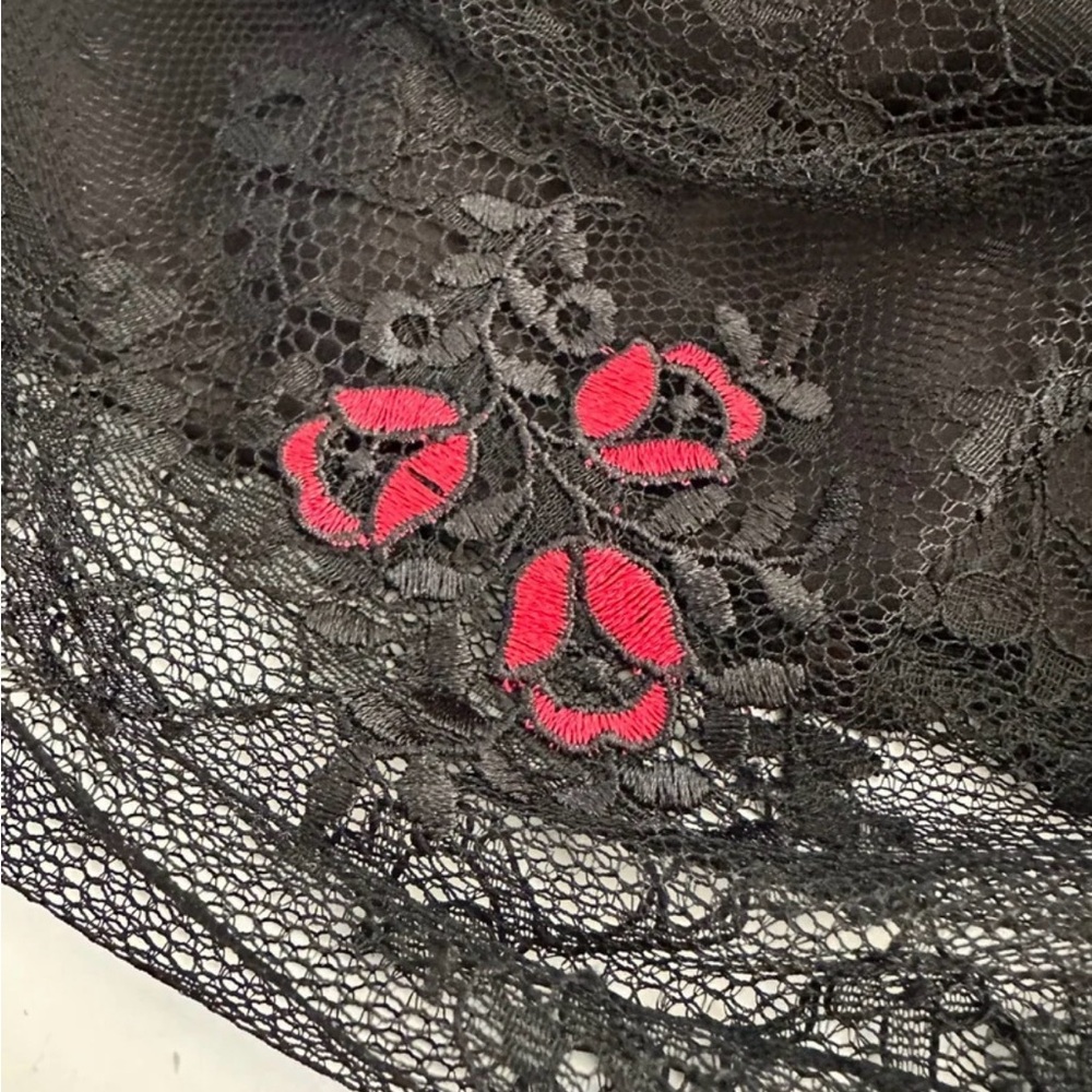 ML Monique Lhuillier Black Lace Maxi Dress with Embroidery Red Roses size 8 - Picture 12 of 12